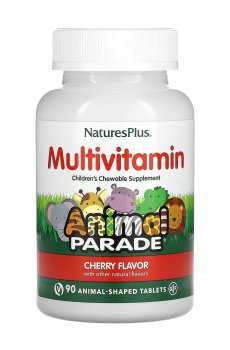 Мультивитамины для детей NaturesPlus Animal Parade со вкусом вишни, 90 жевательных таблеток