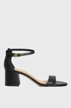 Женские черные кожаные  босоножки LEATHER ANKLE STRAP HEEL Черный 37 Tommy Hilfiger FW0FW08673