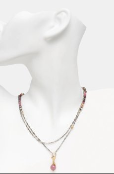 Бусы с рубином и турмалином, ручной работы, из серебра, покрытого золотом Answear.LAB