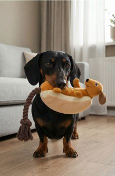 Плюшева іграшка для собаки з пискавкою у формі такси хот-дога - різнобарвний