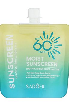 Солнцезащитный крем для лица Sadoer Moist Sunscreen SPF 60+ PA+++, 30 г