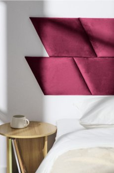 Обшитий панель з велюровим покриттям - буряковий