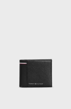 Мужской черный кожаный кошелек TH TRANSIT MINI CC WALLET Черный ONESIZE Tommy Hilfiger AM0AM12521