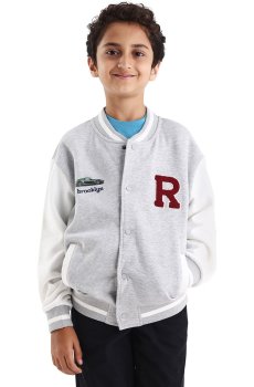 RARE ONES Boys Brand Logo Colourblocked Varsity Jacket with Embroidered