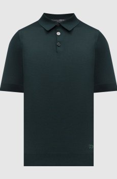 Зеленое поло из шелка с логотипом