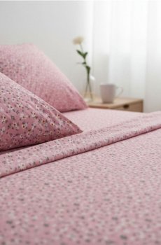 Комплект постільної білизни з квітами - пильно-рожевий