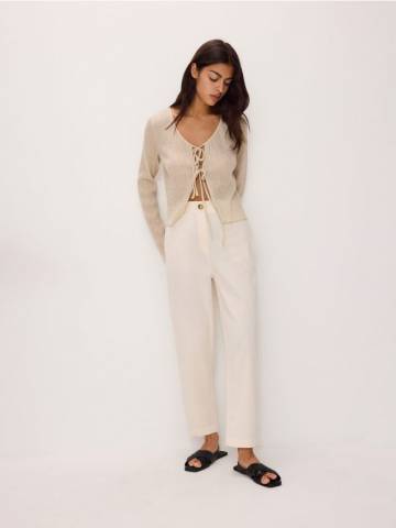 Reserved - Штани з текстурованої тканини - бежевий - 071BP-08X