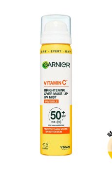 Солнцезащитный спрей-мист для лица Garnier Vitamin C Brightening Over Make-Up UV Mist, SPF 50+, с витамином С, 75 мл