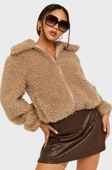 Женская бежевая шуба Бежевый XS-S Tally Weijl SJAFFSARIT