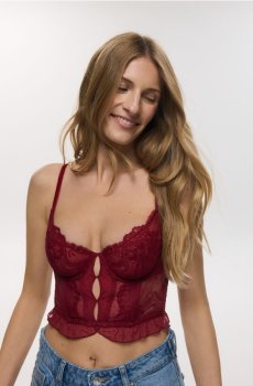Reserved - Мереживний бюстгальтер - червоний - 222EZ-33X