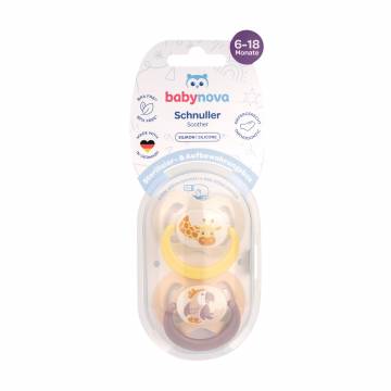 Пустышка силиконовая Baby-Nova Wild Animals с кольцом и рисунком, от 6 до 18 месяцев, 2 шт (3962321) Пустышка силиконовая Baby-Nova Wild Animals с кольцом и рисунком, от 6 до 18 месяцев, 2 шт (3962321)