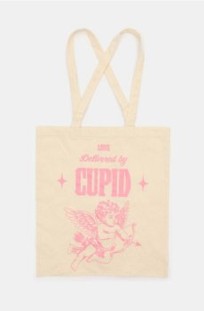 Тканинна сумка з валентинковим принтом - кремовий
