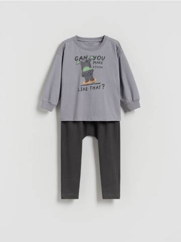 Reserved - Бавовняний комплект - світло-сірий - 059FI-09X