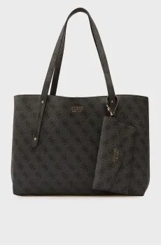 Женская темно-серая сумка с узором BRENTON TOTE Серый ONESIZE Guess HWLG9648230