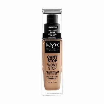 Стойкая тональная основа для лица NYX Professional Makeup Cant Stop Wont Stop Full Coverage Foundation, 12 Classic Tan, 30 мл Стойкая тональная основа для лица NYX Professional Makeup Cant Stop Wont Stop Full Coverage Foundation, 12 Classic Tan, 30 мл