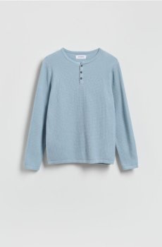 Reserved - Структурований джемпер з бавовною - блідо-блакитний - 653HD-05X