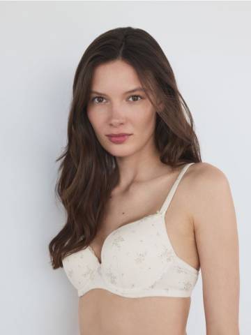 Reserved - Пуш-ап бюстгальтер з принтом - кремовий - 064CO-01X