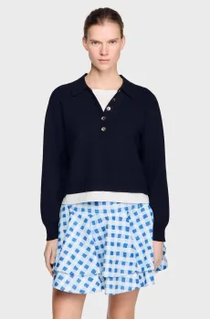 Женский темно-синий джемпер Синий S Sandro SFPPU02793_Navy Blue