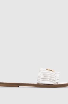Детские белые кожаные шлепанцы