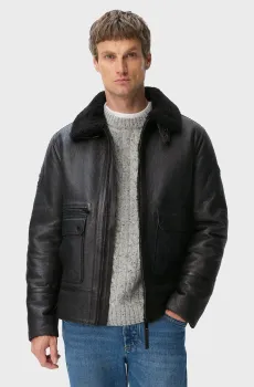 Мужская черная кожаная куртка Черный XL Camel Active 431310-8L36-88