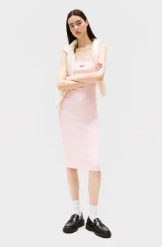 Женское розовое платье TJW SCRIPT STRAP MIDI DRESS EXT Розовый XXS Tommy Jeans DW0DW20330