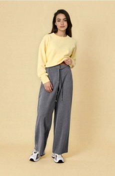 Тканинні штани з широкими штанинами - темно-сірий