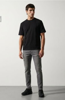Джинси slim fit з ефектом прання - сірий