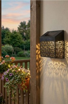 Сонячний настінний світильник - чорний