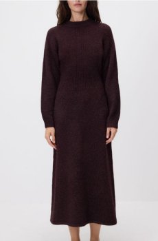 Reserved - Сукня з тканини з додаванням вовни - червоне дерево - 299HM-93M