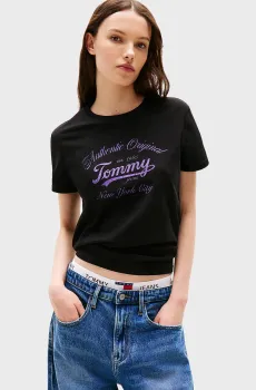 Женская черная футболка TJW REG ESSENTIAL LOGO 1 Черный M Tommy Jeans DW0DW21404
