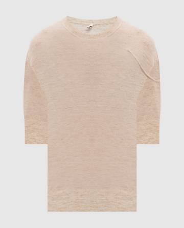 Бежевый топ из кашемира, шелка и льна