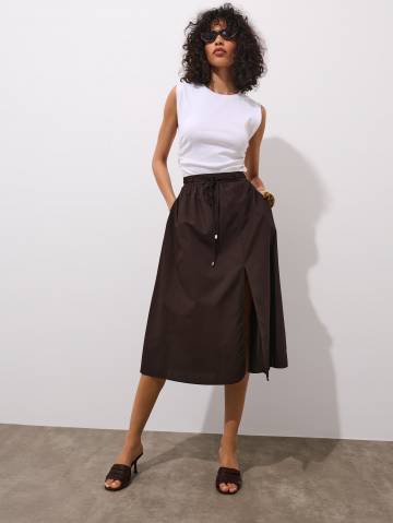 Mohito - Бавовняна спідниця - темно-коричневий - 40