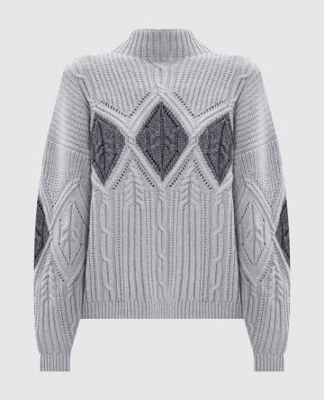 Серый свитер с шерстью с фактурным узором Серый свитер с шерстью с фактурным узором