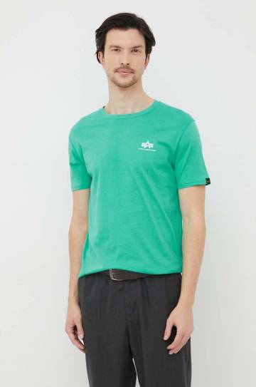 Хлопковая футболка Alpha Industries цвет бирюзовый однотонный Хлопковая футболка Alpha Industries цвет бирюзовый однотонный