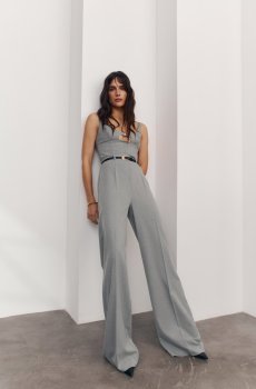 Сірий комбінезон зі штанами із костюмної тканини