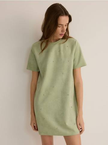 Reserved - Міні сукня з аплікаціями - блідо-зелений - WP841-07X Reserved - Міні сукня з аплікаціями - блідо-зелений - WP841-07X