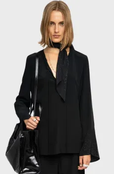 Женская черная блуза Turi Черный L ZADIG&VOLTAIRE WWSH02233_BLACK