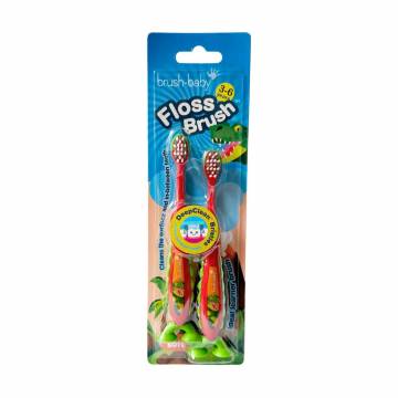 Набор детских зубных щеток Brush-Baby FlossBrush Dinosaur на присоске, от 3 до 6 лет, 2 шт Набор детских зубных щеток Brush-Baby FlossBrush Dinosaur на присоске, от 3 до 6 лет, 2 шт