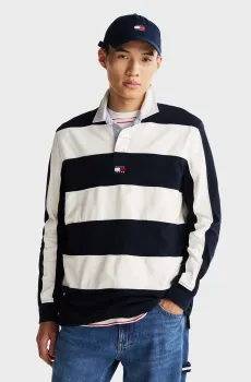 Мужское поло в полоску TJM ENTRY STRIPE BADGE RUGBY LS Разноцветный L Tommy Jeans DM0DM20666