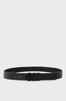Мужской черный кожаный двусторонний  ремень BUCKLE Черный 100 Calvin Klein LV04D7049G