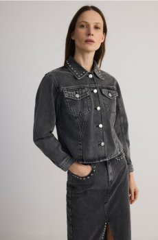 Reserved - Джинсова куртка з джеками - сірий - 826EV-85J