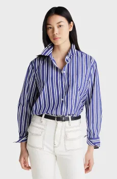 Женская синяя рубашка в полоску ESS POPLIN EASY FIT Синий XS Tommy Hilfiger WW0WW45612