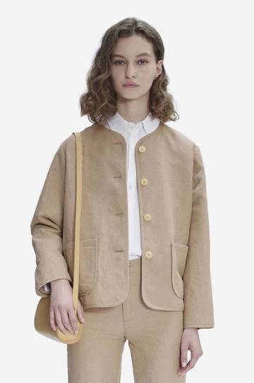 Льняной жакет A.P.C. цвет бежевый oversize однотонная LIAEO.F02803-BEIGE Льняной жакет A.P.C. цвет бежевый oversize однотонная LIAEO.F02803-BEIGE
