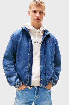 Мужская синяя джинсовая куртка TJM CHAMBRAY DNA COLLAR JACKET Синий S Tommy Jeans DM0DM21155