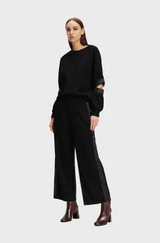 Женские черные кюлоты GLITTER LOGO TAPE CULOTTES Черный L Karl Lagerfeld 246W1010
