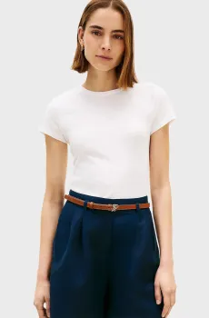 Женская белая футболка SLUB Белый S Tommy Hilfiger WW0WW48702