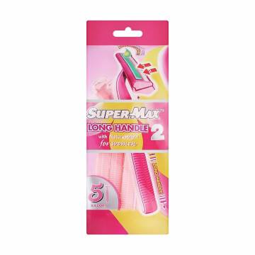 Одноразовые станки для бритья Super-Max Long Handle 2 For Women женские, 5 шт Одноразовые станки для бритья Super-Max Long Handle 2 For Women женские, 5 шт