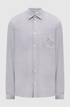 Серая рубашка с вышивкой логотипа