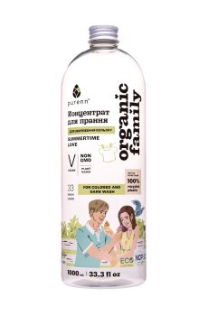Жидкий гель-концентрат для стирки Purenn Organic Family Summertime Love Календула, для цветных и темных вещей, 33 стирки, 1 л