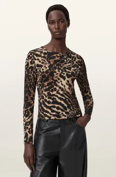 Женский коричневый лонгслив с узором KATLYN Коричневый 6 AllSaints W162JD